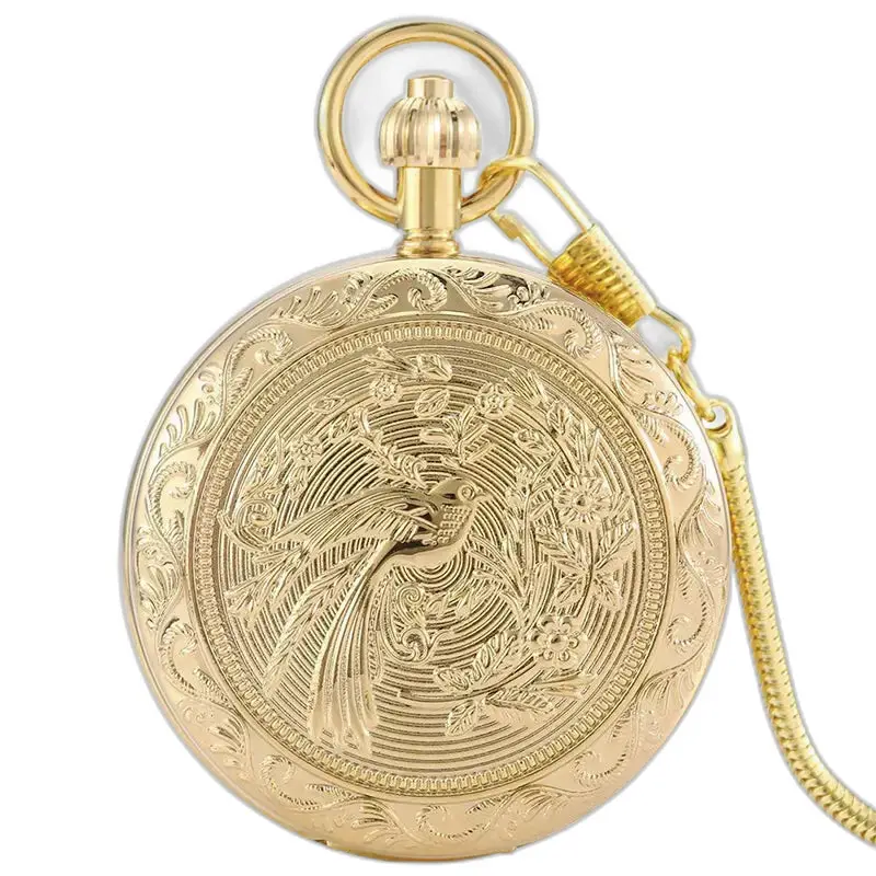 Golden Luxe Double Chasseur taskukello, tyylikäs koristeellinen kultakello