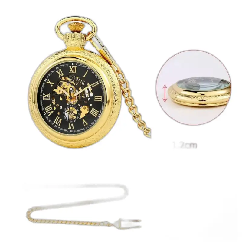 Goldenheirloom Luxe miesten mekaaninen taskukello kultaketjulla