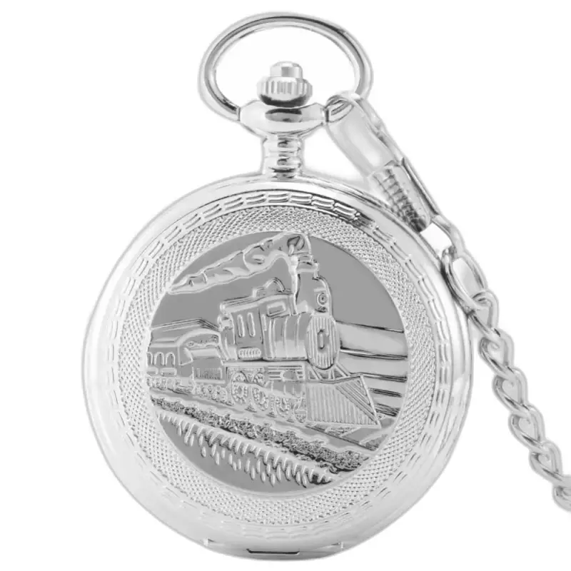 Regal Luxe Locomotive mekaaninen taskukello hopeisella veturin mekaanisella taskulla
