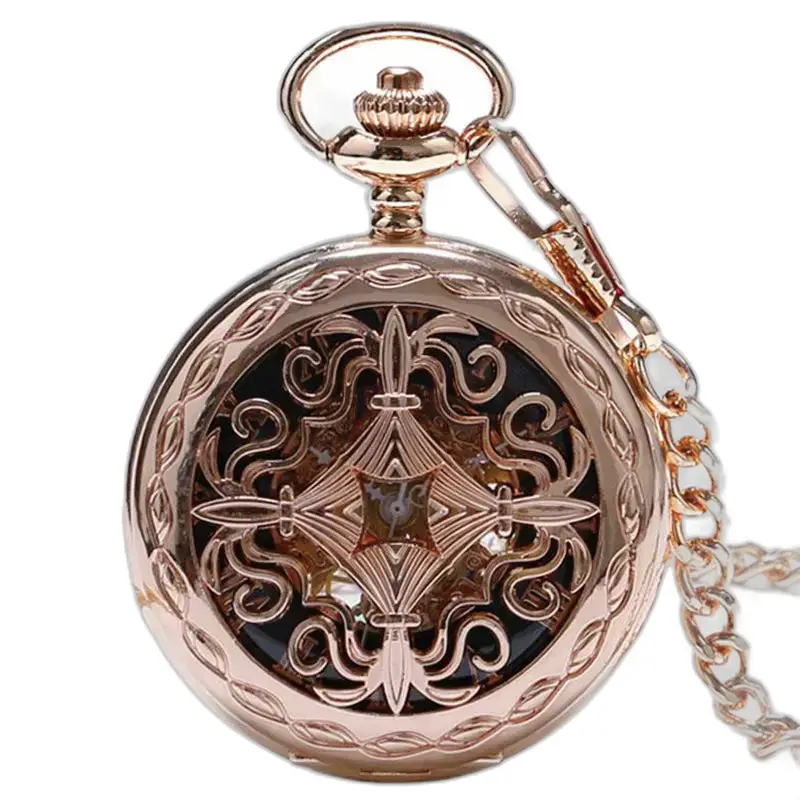 Rose gold Lady mekaaninen taskukello tyylikkäällä ruusukultaisella designilla