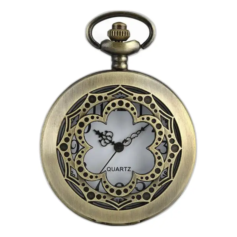 Retro Geometric Flower Bronze -kaulakoru kello antiikkipronsstyylillä