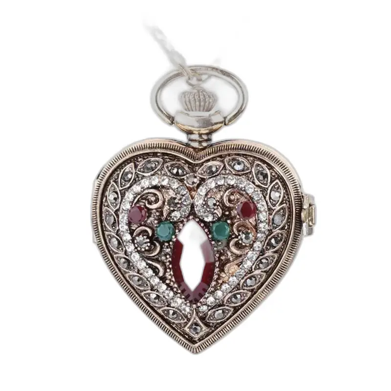 Open Flip Diamond Heart -kaulakorukello tyylikkäällä sydämenmuotoisella designilla