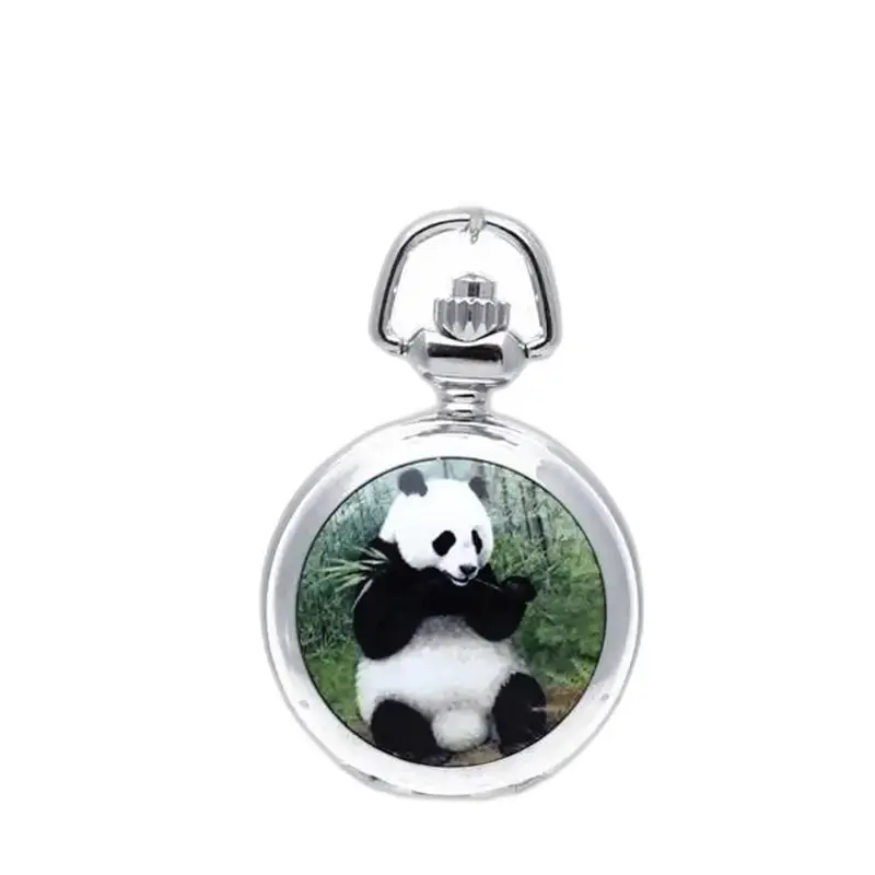 Vintage Style Panda Kaulakoru Kello Hopea pandateemalla design kaulakoru kellossa