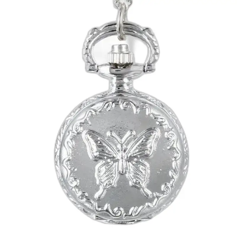 Vintage Silver Butterfly -kaulakoru kello viehättävällä hopeisella perhoskuviolla