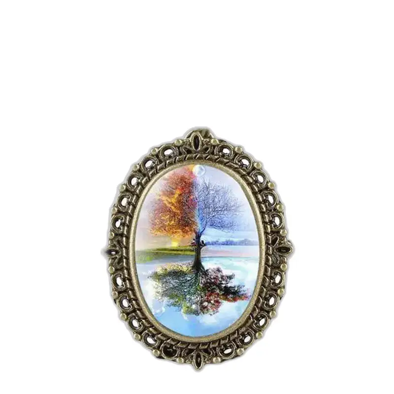 Soikea riipus edustaa neljän vuodenajan puuta Watch Necklace Pendantille