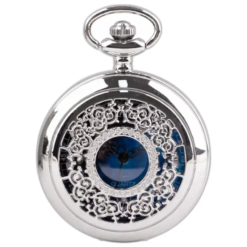 Romanttinen Royal Blue Silver naisten Collier kello elegantilla koristeellisella hopeisella kellotaululla