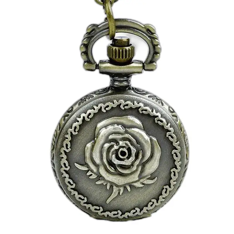 Vintage Rose -kaulakoru kello analogisella kellotaululla ja ruusukoristeilla