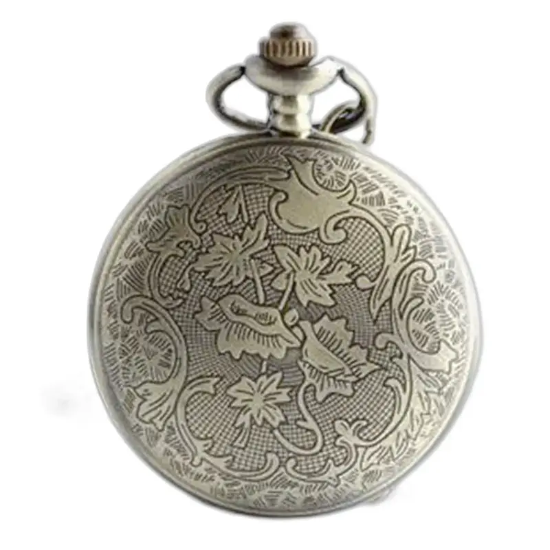 Vintage hopea Collier kello koristeltu tyylikkäillä kukkayksityiskohtia