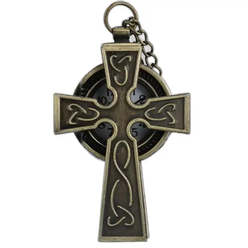 Vintage Bronze Cross -kaulakoru kello kelttiläisellä ristikuviolla
