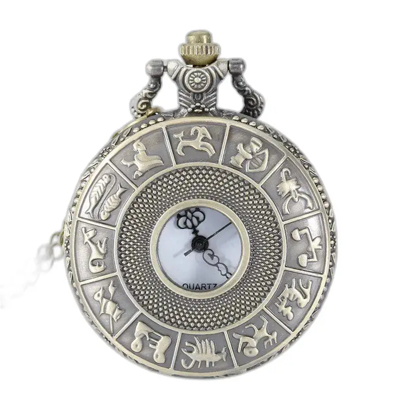 Vintage kiinalainen Zodiac Quartz -kaulakoru kello ainutlaatuisella astrologisella suunnittelulla