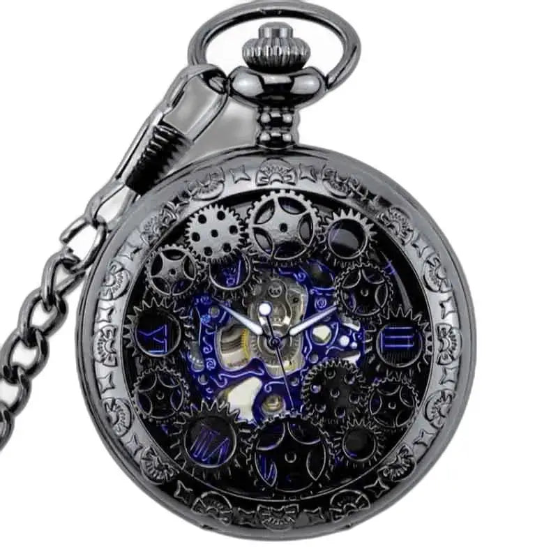 Steampunk Chrome taskukello tyylikkäällä gunmetal-viimeistelyllä