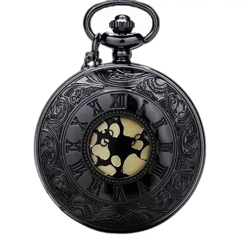 Steampunk Mercury Gusset taskukello koristeellisella mustalla kuviolla