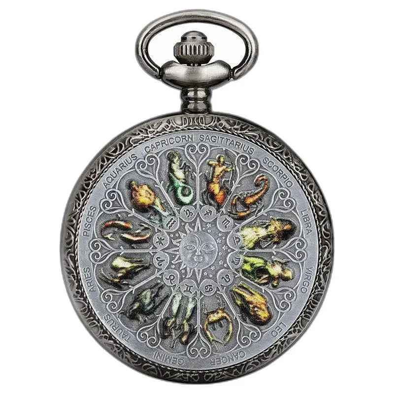 Vintage Horoscope Fob taskukello tyylikkäällä horoskooppisuunnittelulla