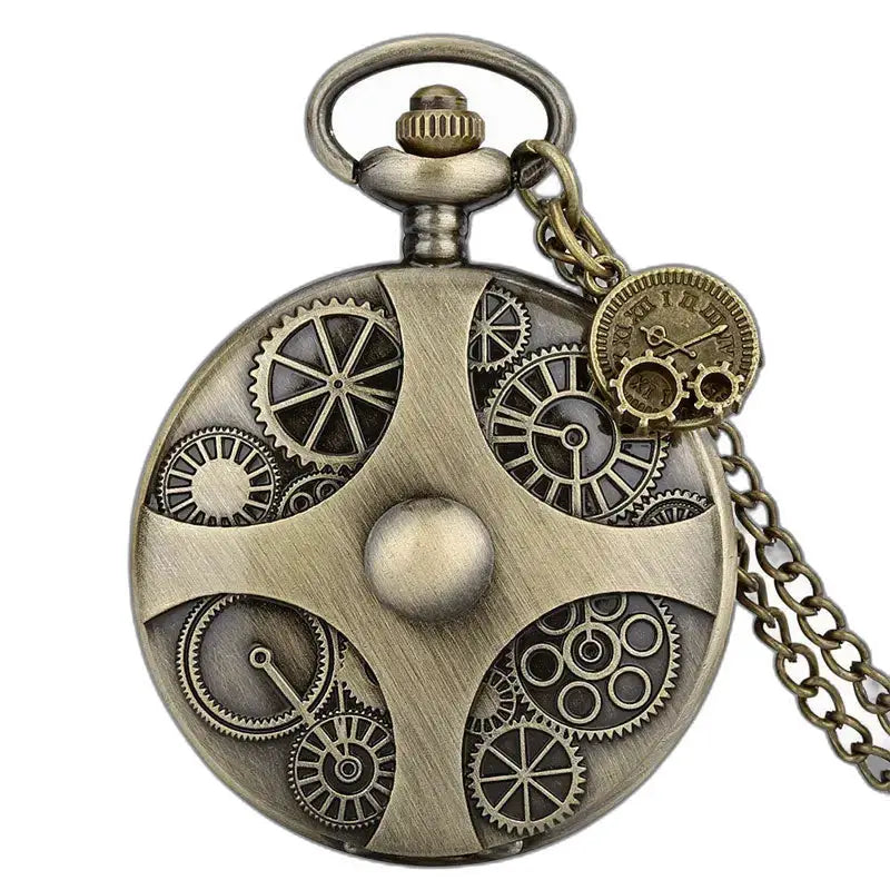Steampunk Chic taskukello näkyvällä mekanismilla ja vintage-tyylillä