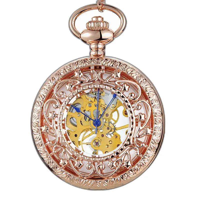 Steampunk Luxury käsintehty mekaaninen taskukello ruusukultaisella kellolla