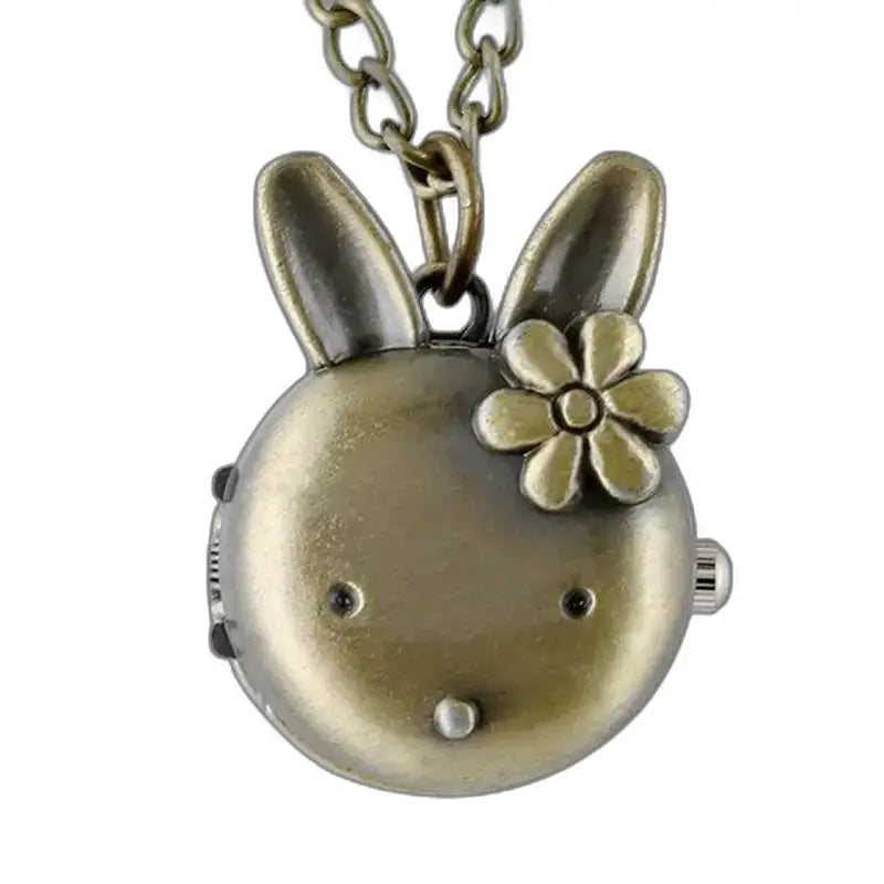 Vintage Bronze Rabbit Long -kaulakorukello ainutlaatuisella muotoilulla eleganttiin tyyliin