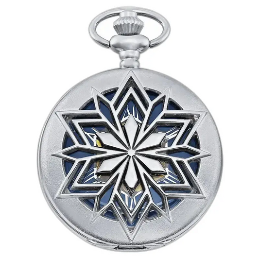 Montre à Gousset Homme Moderne Argent avec attache à clip et motif flocon en argent