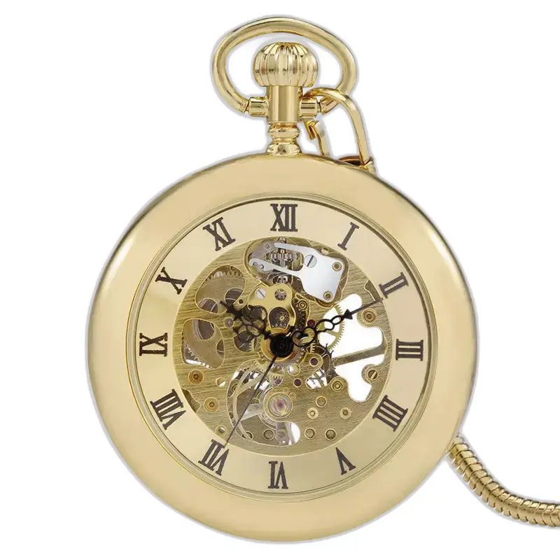 Montre à gousset mécanique moderne remontage manuel avec finition dorée élégante