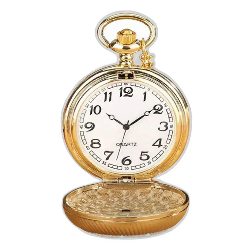 Montre à gousset Vintage Fleur Rouge et Or avec un cadran ouvert en or