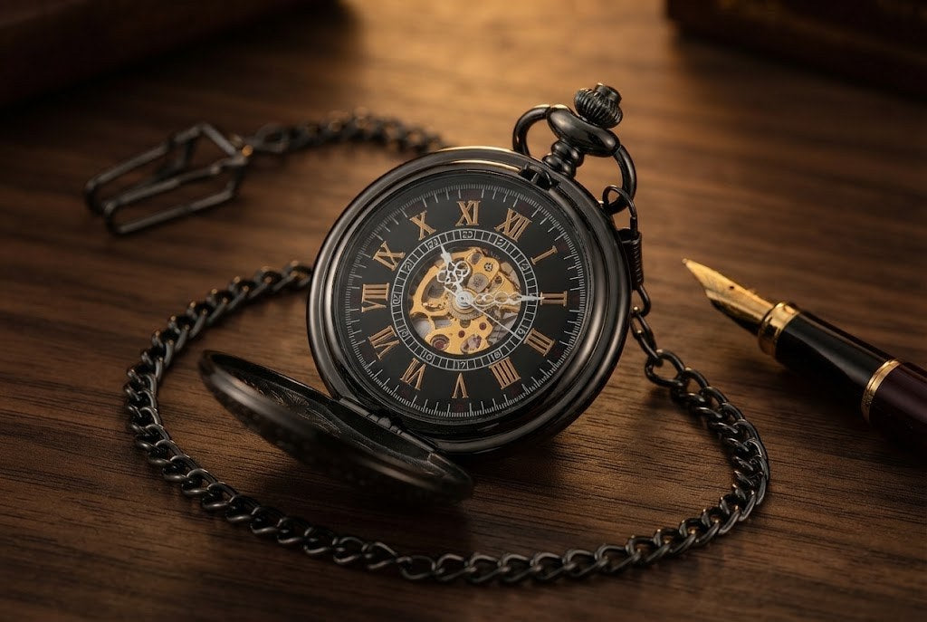 Montre à Gousset Mécanique Cœur Ouvert Homme - Cœur ouvert, chiffres dorés