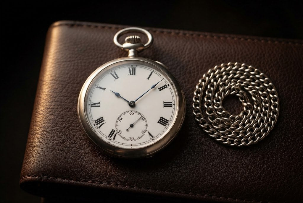 Montre à Gousset Mécanique Open Face Homme - Cadran blanc, petite seconde