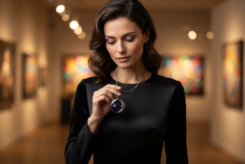 Montre à Gousset Pendentif Quartz Chasseur - Le ciel étoilé autour du cou